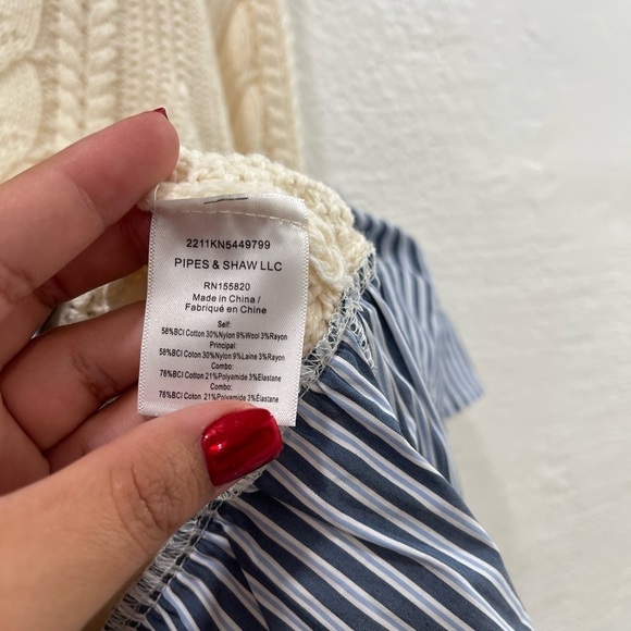 Veronica Beard Fritz Mixed Media Sweater in Ivory - Picture 4 of 5